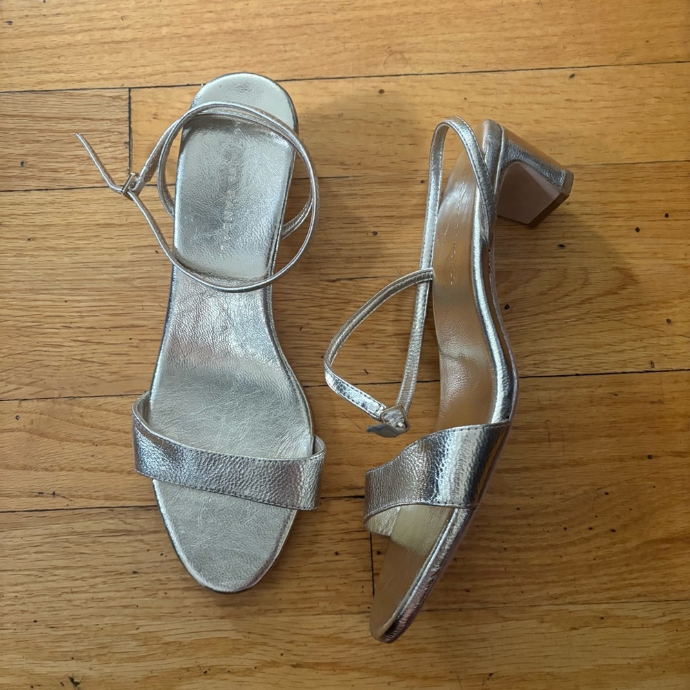 Alice Champagne Loeffler Randall Gold Heel Sandals Size 8 - Picture 2 of 7
